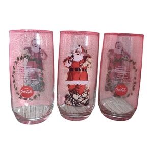 3‎ VINTAGE 12 OUNCE COCA COLA / COKE SANTA CLAUS ADVERTISING GLASSES